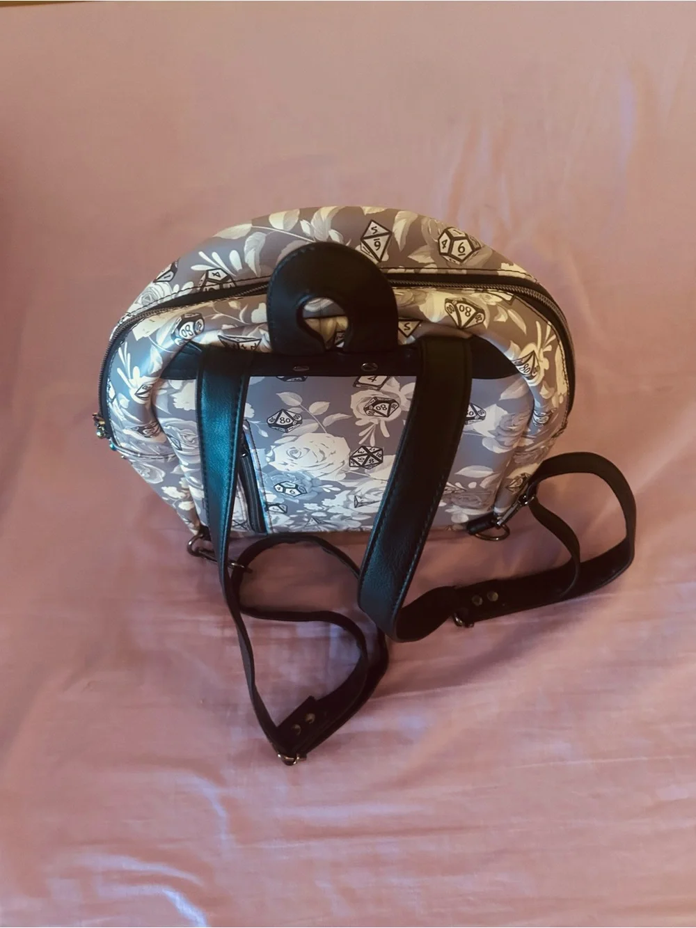 Loungefly Gray Floral & Dice Mini Backpack
